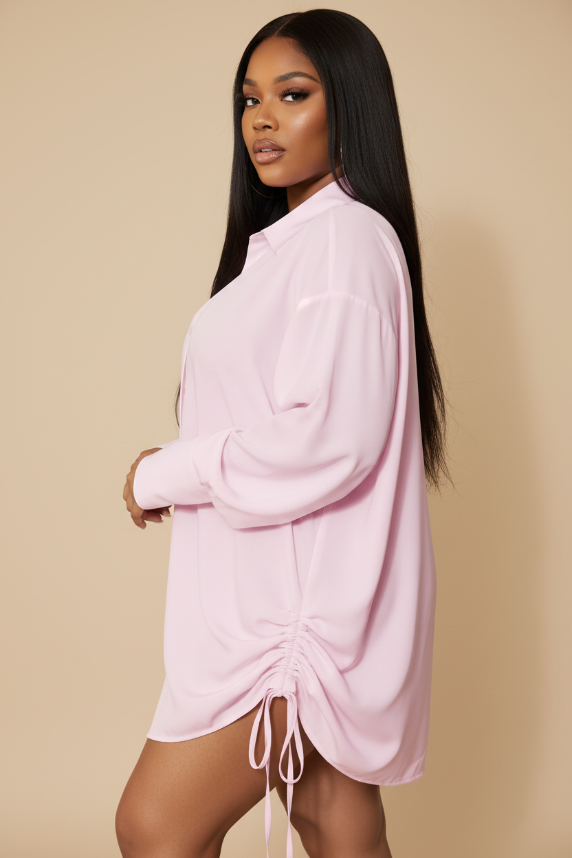 Roze oversized blouse - zijkant