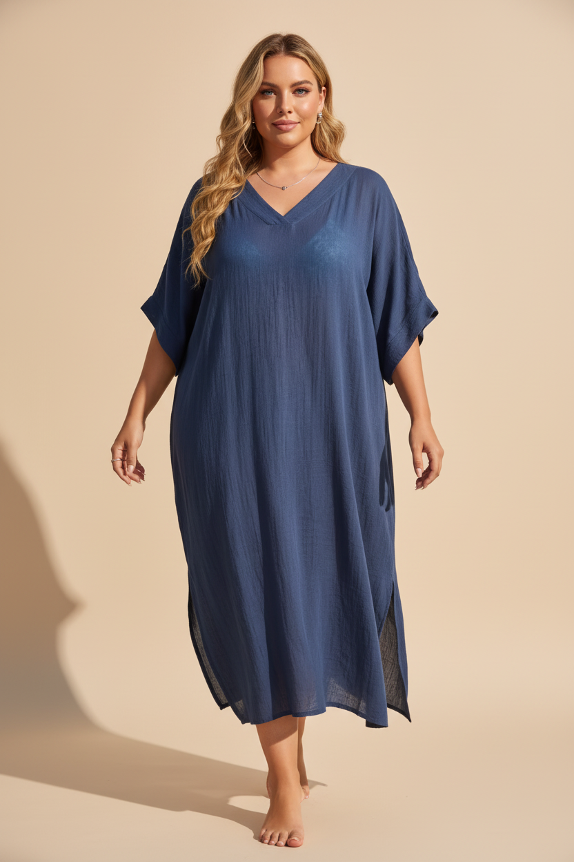 Navy blauwe kaftan - voorkant