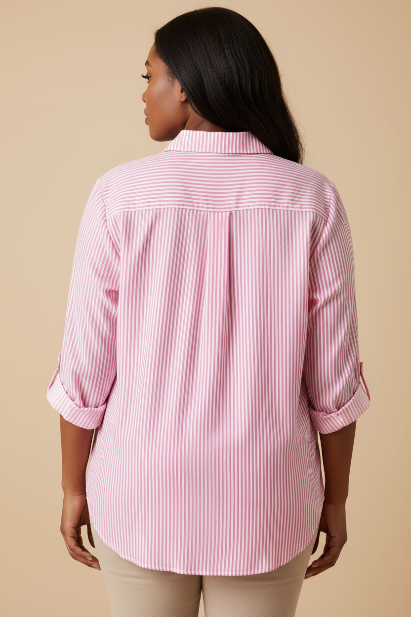 Roze gestreepte blouse - achterkant