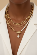 Gelaagde Gouden Ketting Set - Gedragen