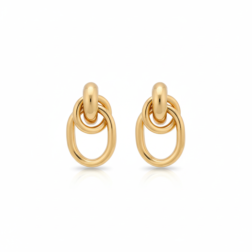 Gouden Dubbele Ring Oorbellen - Productfoto