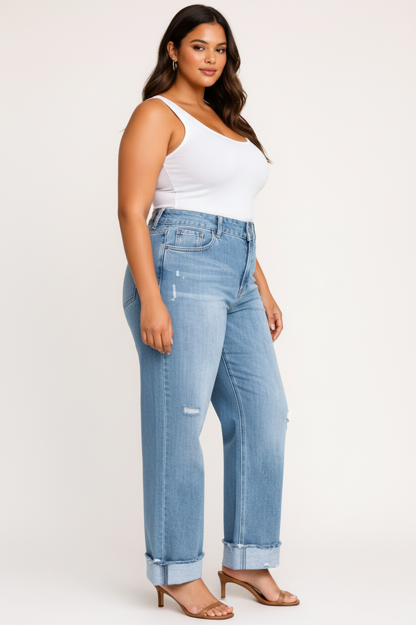 Distressed Denim Jeans - Zijaanzicht