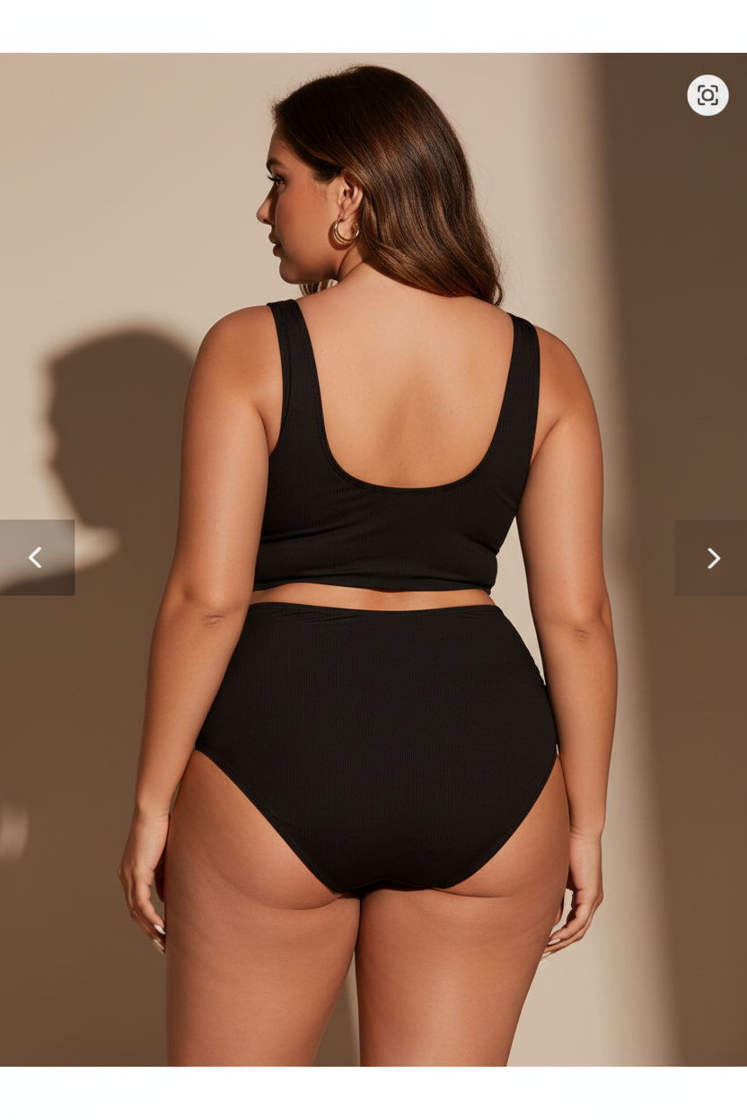 Zwarte bikini met textuur - achterkant
