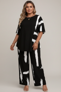 Zwart-witte set met verfstreep print - voorkant