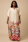 Crème kaftan maxi jurk - voorkant