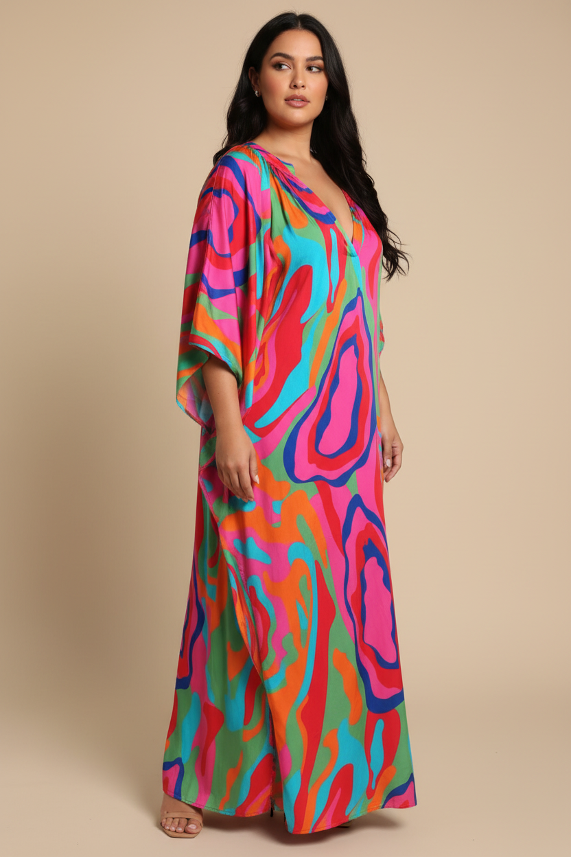 Kleurrijke psychedelische kaftan - zijkant