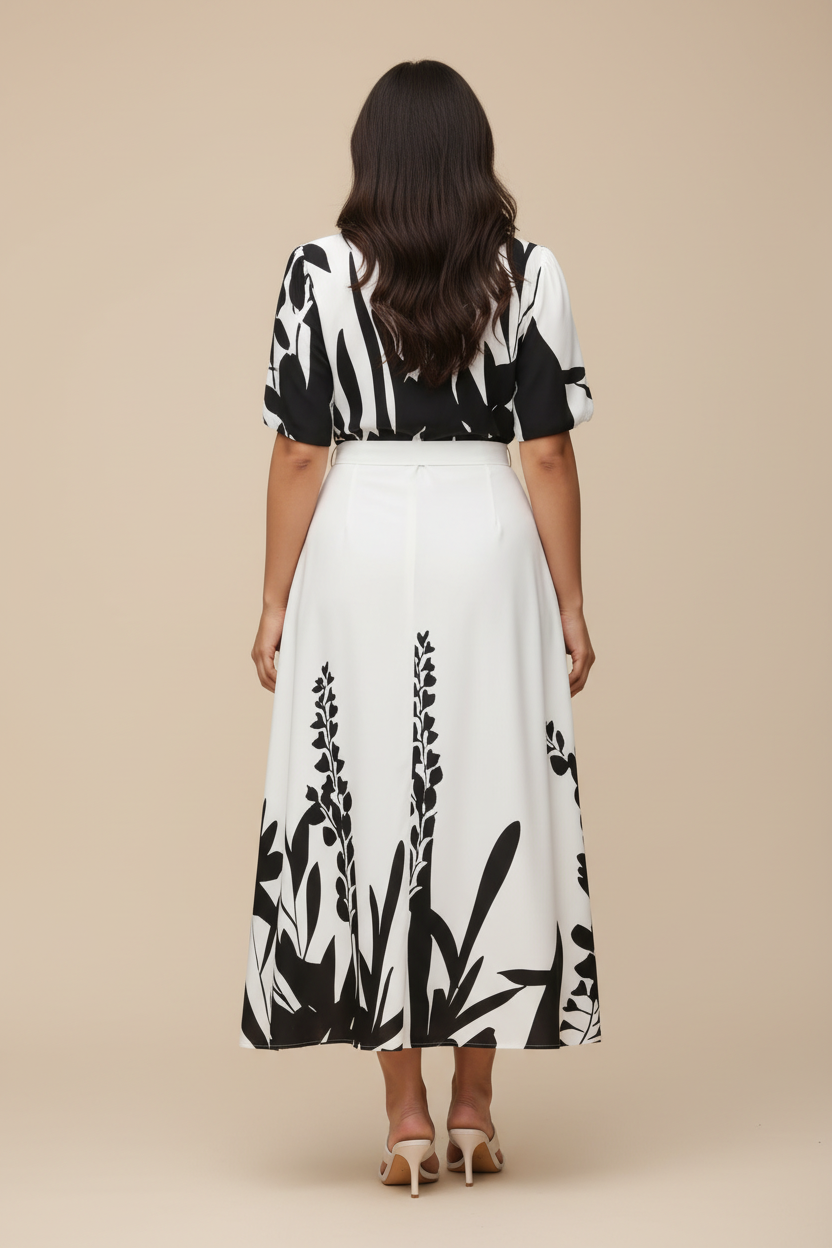 Zwart-witte set met botanische print - achterkant