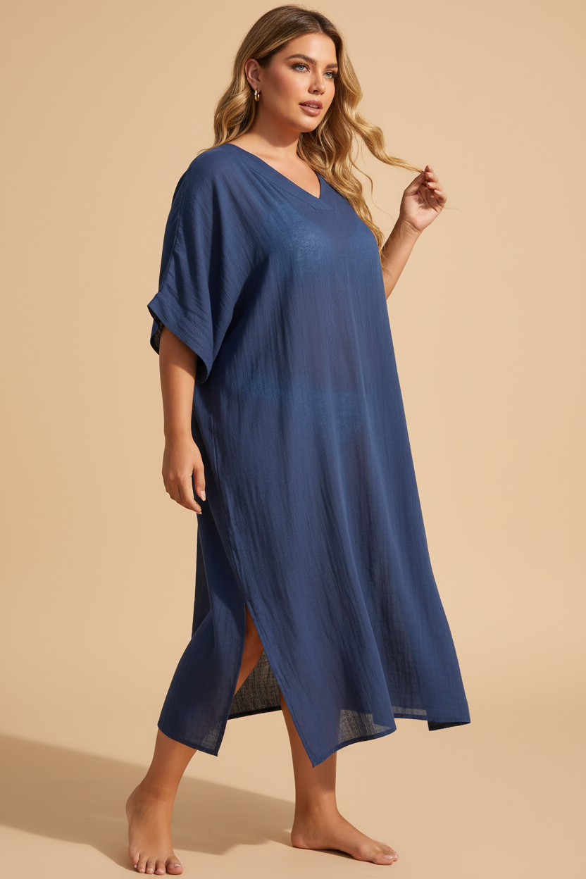 Navy blauwe kaftan - zijkant