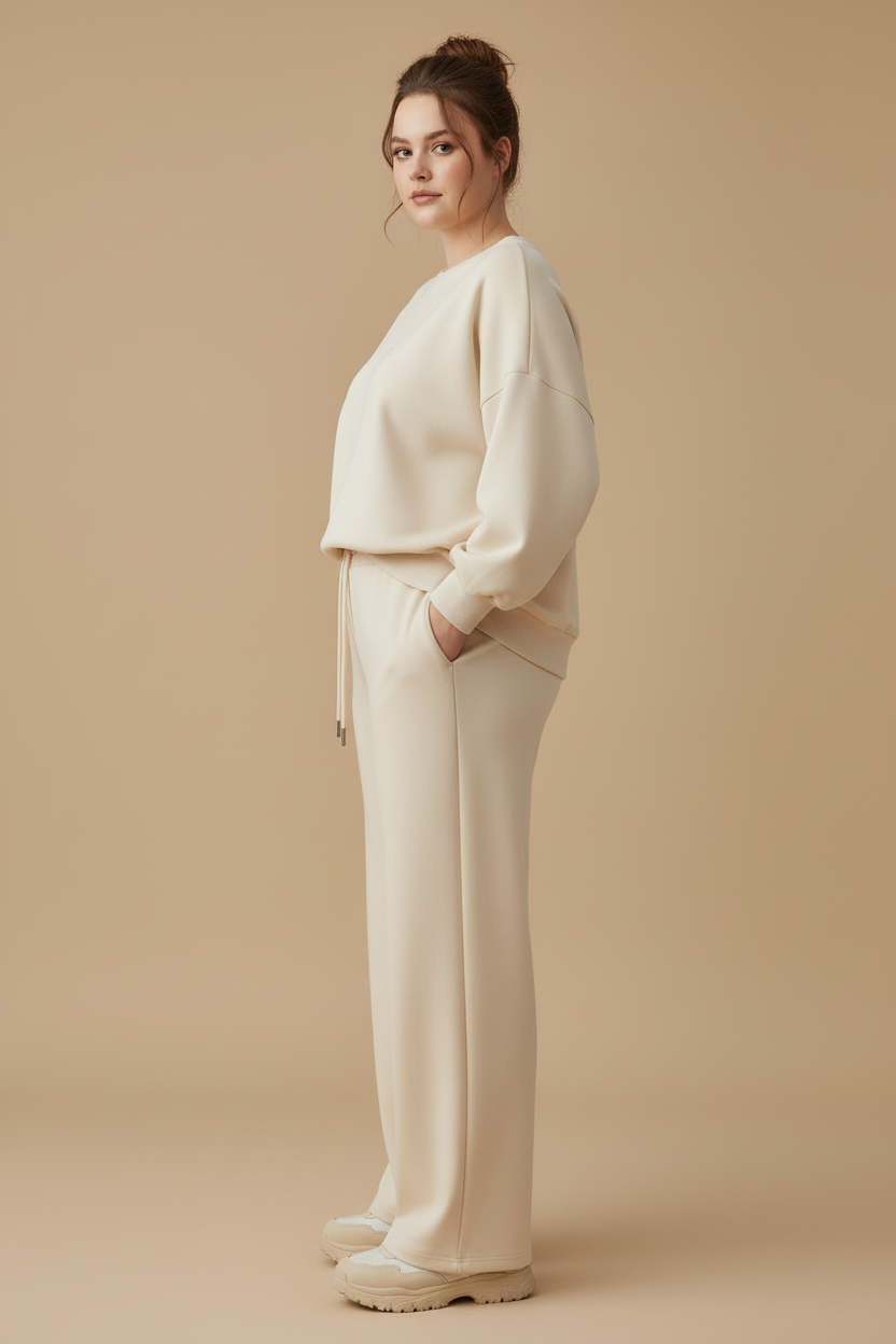 Crème oversized loungewear set - zijkant