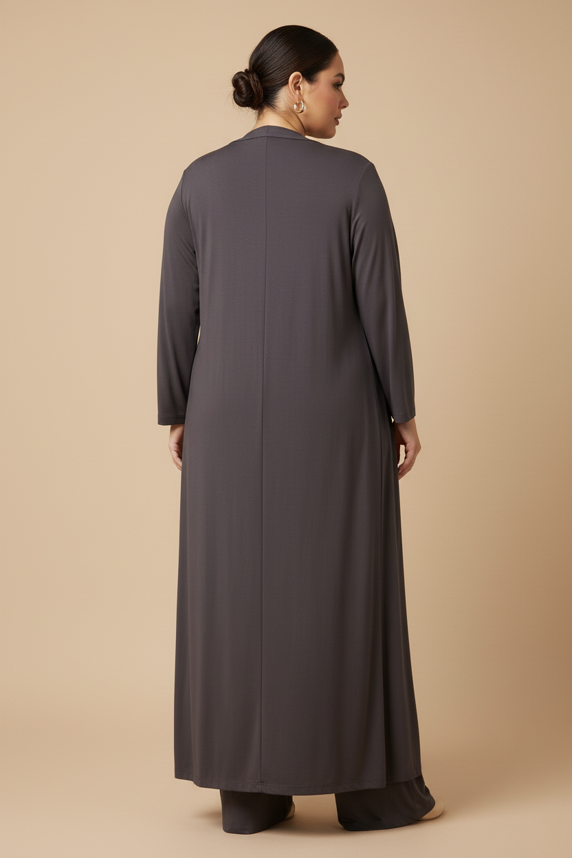 Donkergrijze driedelige loungewear set - achterkant
