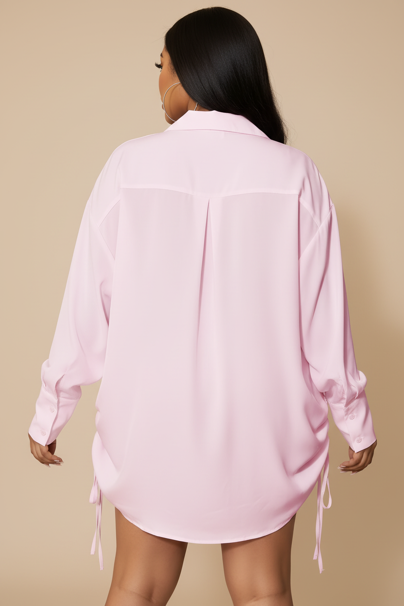 Roze oversized blouse - achterkant
