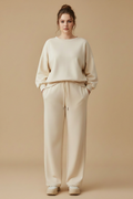 Crème oversized loungewear set - voorkant