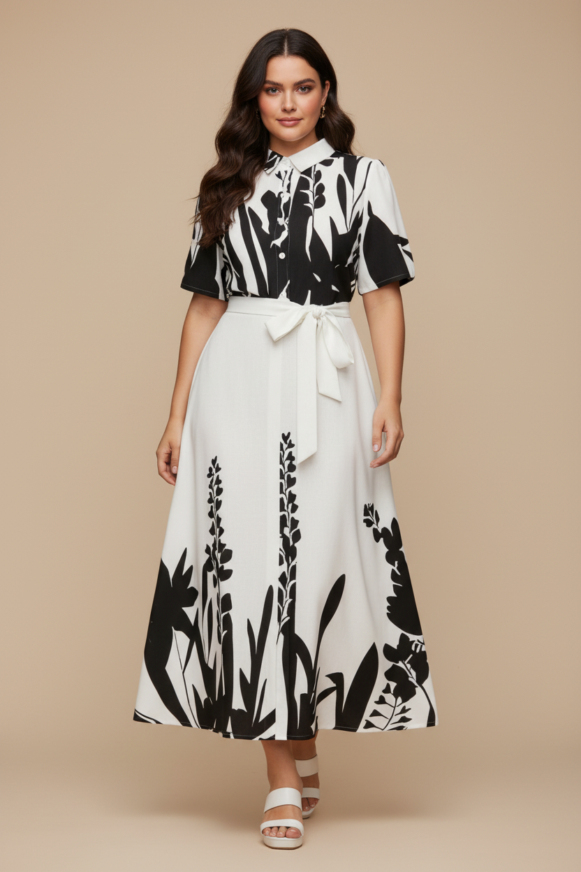 Zwart-witte set met botanische print - voorkant