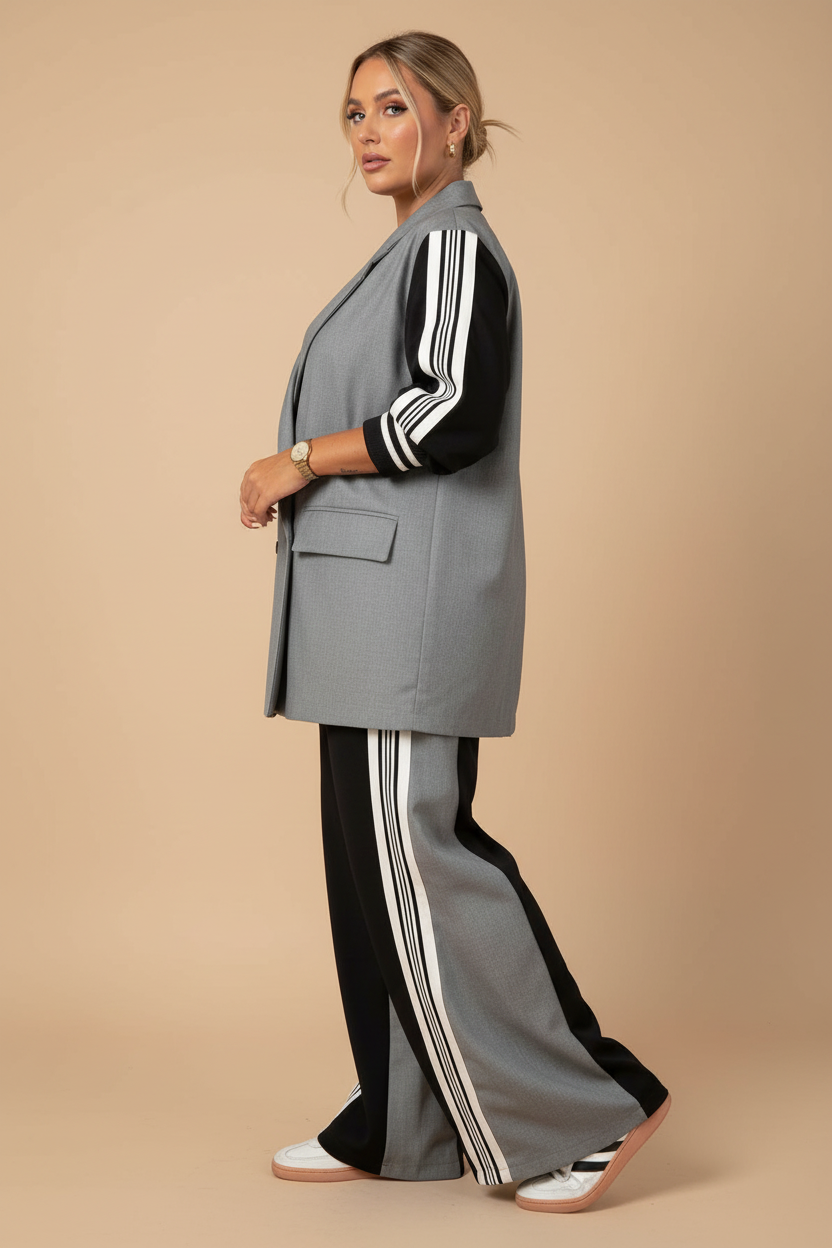 Sporty blazer vest two-piece set - zijaanzicht