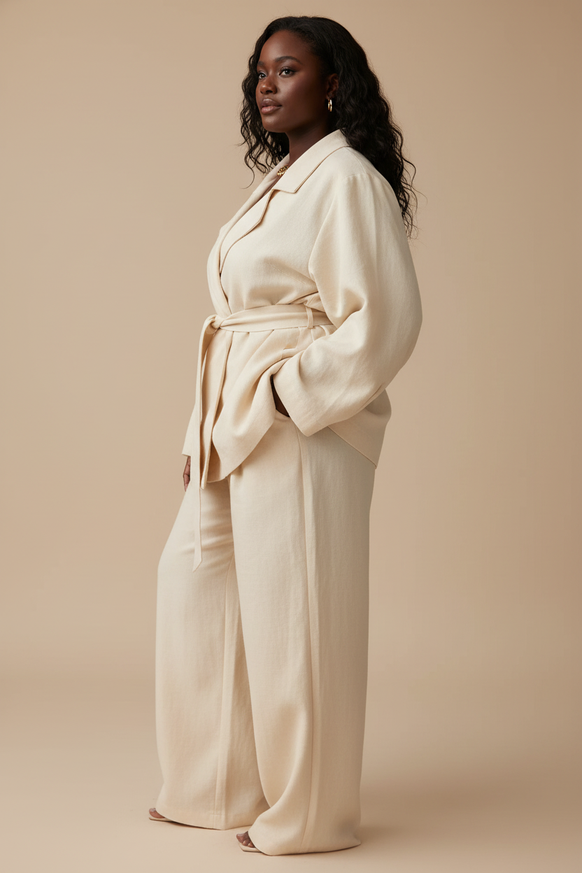 Crème oversized pak set - zijkant