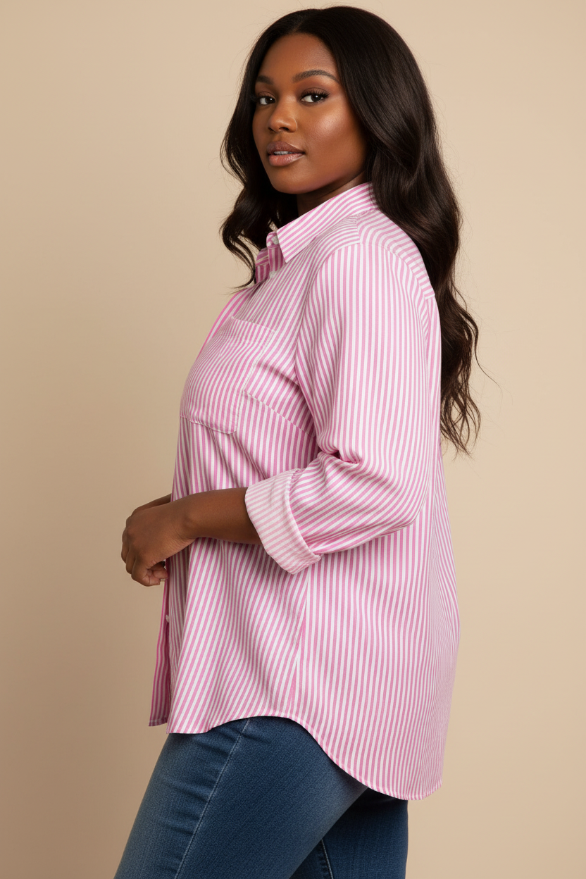Roze gestreepte blouse - zijkant
