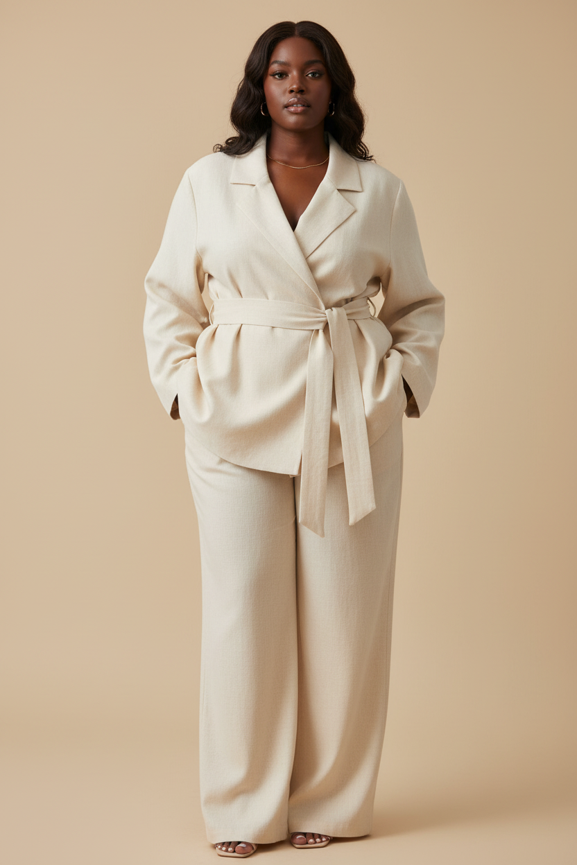 Crème oversized pak set - voorkant