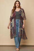 Bordeaux patchwork kimono - voorkant