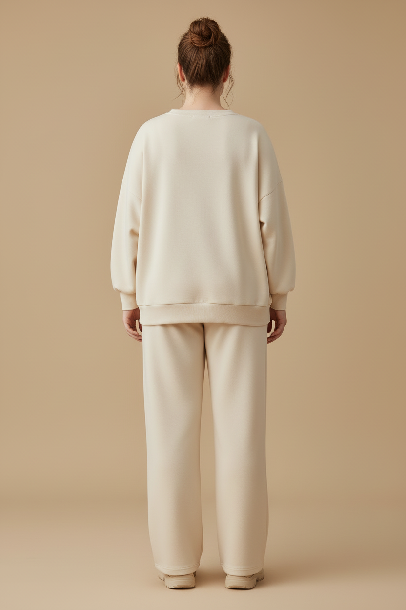 Crème oversized loungewear set - achterkant
