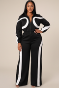 Zwart-witte sportieve tracksuit set - voorkant