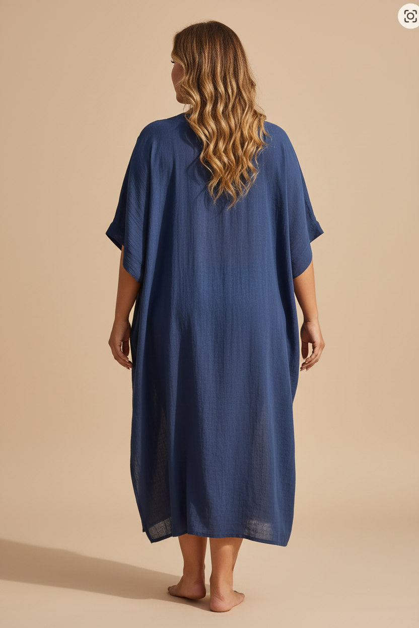 Navy blauwe kaftan - achterkant