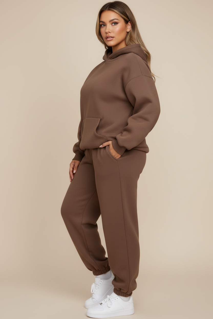 Bruine oversized loungewear set - zijkant