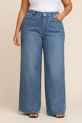 Wijde Denim Jeans met Print - Vooraanzicht